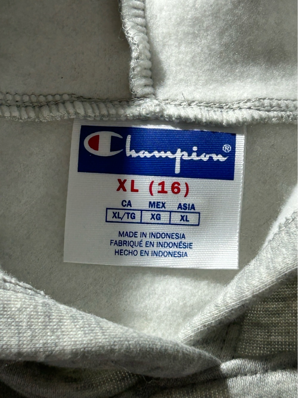 Champion Light Gray Hoodie with Pink Script Logo Kangaroo Pocket Size 16 - Picture 2 of 9